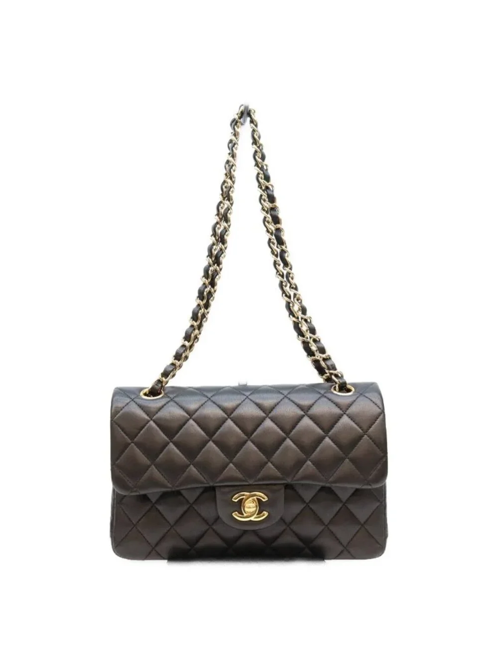 Chanel Black Lambskin Quilted 23 Shoulder Bag